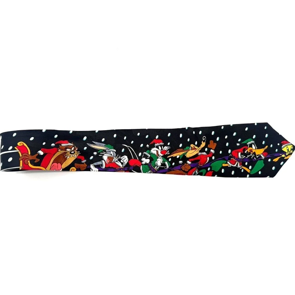 Vtg 90s Looney Tunes Necktie Lot Elmer Fudd Mermaid Pepé Le Pew Christmas Bugs